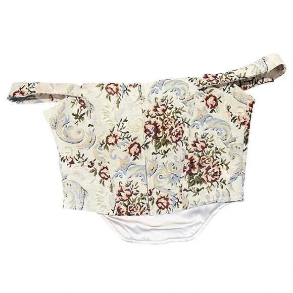 Maniere De Voir Bonnie Floral-Jacquard Bardot Corset Top Wuthering Heights 12 - Picture 4 of 10